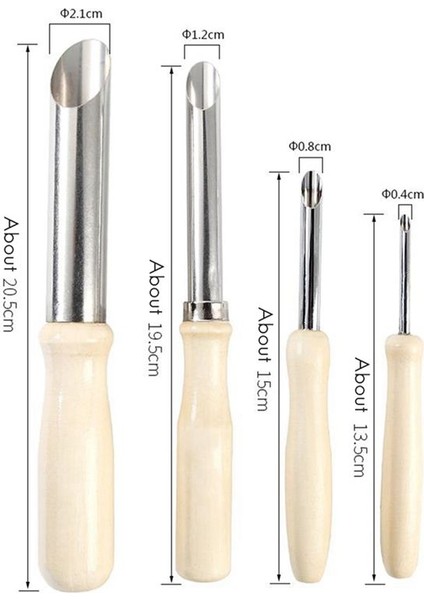 4 Parça Seramik Alet Paslanmaz Çelik Zımba Kap Deliği Sonda Pratik Ahşap Tutamak Manuel Set (Yurt Dışından) indirimleri