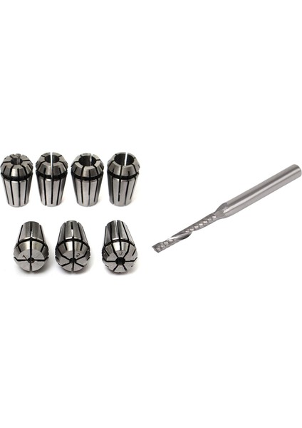 1pcs 2mm x 15MM Karbür Tek Flüt Sarmal Uç Değirmen Cnc Yönlendirici Bit &amp 7pcs 1-7mm ER11 Yay Kolet (Yurt Dışından)