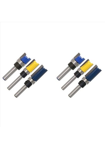 6pcs 1/4 Inç Shank Flush Trim Yönlendirici Bitleri Desen Şablon Bit Seti Ağaç Işleme Üst Rulman Frezeleme Araçları (Yurt Dışından)