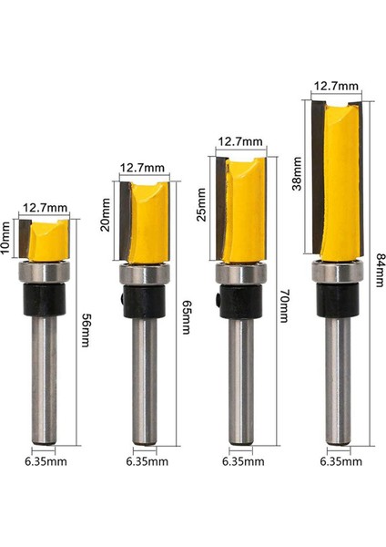 8pcs Floş Trim Yönlendirici Bitleri Üst Yatak Yönlendirici Biti 1/4 Inç Şaft Düz Desen Şablon Yönü Yönlendirici Bit (Yurt Dışından) fiyatları