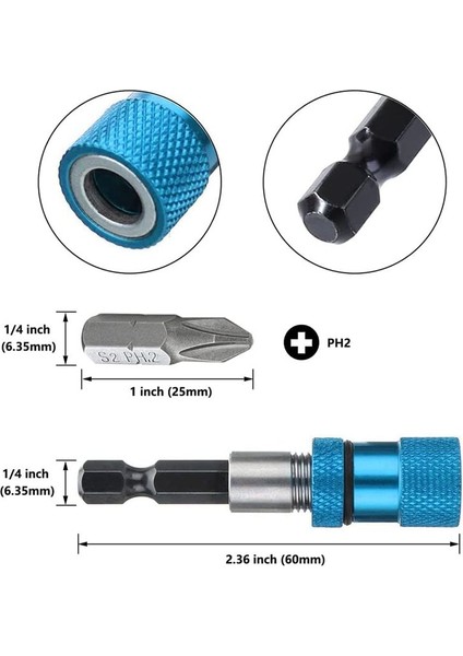 3pcs 60MM Alçıpan Vidalı Bitler Setter Manyetik Bit Tutucu 1/4 Inç Hex Shank Sürücü Bitleri Ayarlanabilir Derinlik Vidalı Tutucu (Yurt Dışından) modelleri