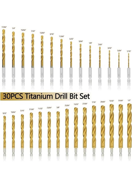 30 Pcs Titanyum Etki Matkap Bit Seti Hex Hss Twist Matkap Bitleri Çelik Bakır Alüminyum Çinko Alaşımı Için Depolama (Yurt Dışından) modelleri
