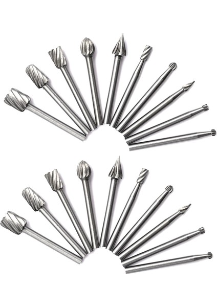 20PCS Hss Tungsten Karbür Rotary Kesme Çapak Set Öğütücü Bit 1/8 Inç (3mm) Shank Ahşap Oyma Araçları (Yurt Dışından)