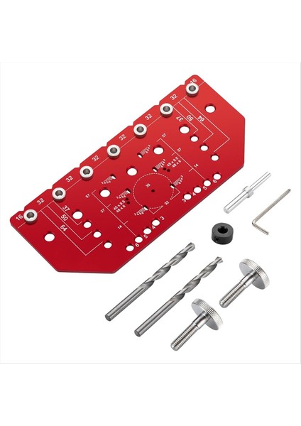 Raf Pimi Jig ve Menteşe Jig 2 1 Bağımsız Sıkıştırma 32MM Raf Pimi Jig Alüminyum Alaşımlı 1/4 Inç Matkap Bit (Yurt Dışından)