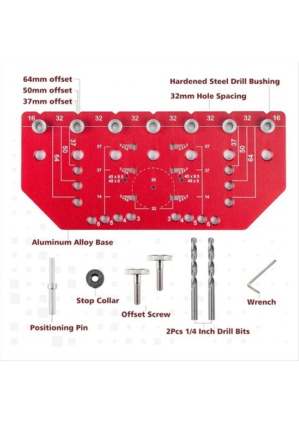 Raf Pimi Jig ve Menteşe Jig 2 1 Bağımsız Sıkıştırma 32MM Raf Pimi Jig Alüminyum Alaşımlı 1/4 Inç Matkap Bit (Yurt Dışından) fırsatları