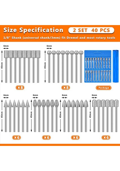 80 Adet Elmas Burr Bitleri Taş Oyma Seti Dremel Rotary Aracı Için 1/8 Inç Şafak (Yurt Dışından) modelleri