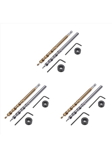 6pcs 1/4 Inç Hex Shank Cep Deliği Matkap Bit + 3/8 (9 5mm) Yedek Twist Adım Matkap Bit Derinlik Durdur Yakası (Yurt Dışından)