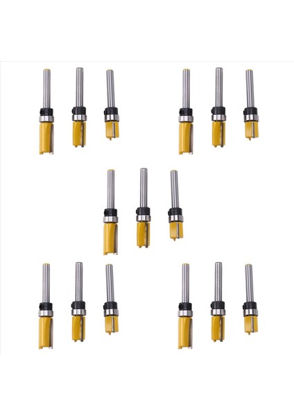 15PCS 1/4 Inç Floş Trim Yönlendirici Bit Desen Bit Üst ve Alt Yatak 1/2 Inç Bıçak Şablonu Kenarı (Yurt Dışından)