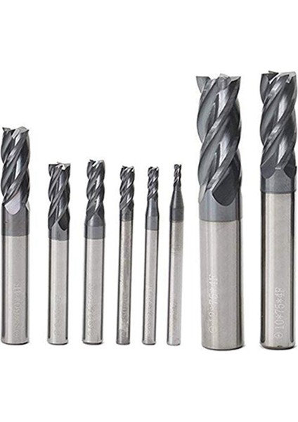 8pcs 2-12MM Cnc Cnc Kare Burun Uç Mills Karbür Tungsten Çelik Freze Kesici Yönlendirici Bitler Bitler Aracı Düz (Yurt Dışından)