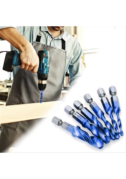 6pcs Yüksek Hızlı Çelik 4341 Titanyum Kaplamalı Kompozit Musluk Matkap ve Tap Entegre Makine Tap M3 M4 M5 M6 M8 M10 (Yurt Dışından) fırsatları