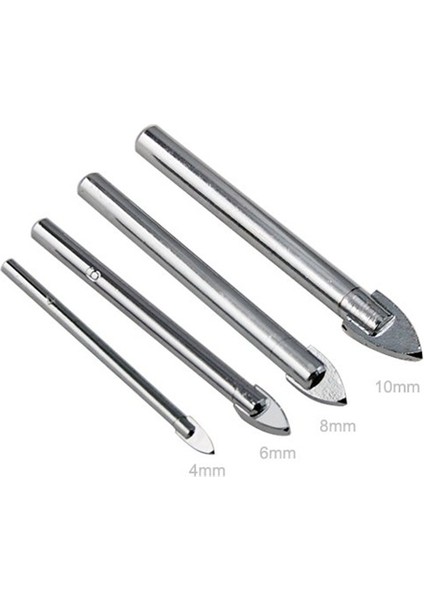 4 Adet Seramik Karo Cam Karbür Kaplı Matkap Bitleri Seti - 4 6 8 ve 10MM (Yurt Dışından)