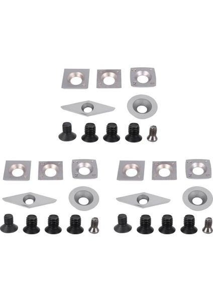 15 Adet Turning Karbür Kesici Ekler Kombinasyon Kombinasyonu Ahşap Turning Çalışma Torna Aracı Vida ile Set (Yurt Dışından)