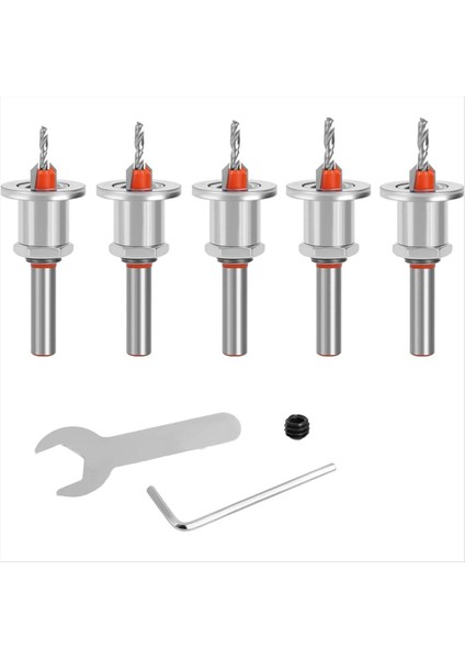5 Pcs Counterk Matkap Bit Seti Counterk Matkap Bit Seti Ahşap Için Holesterink Bitleri Ayarlanabilir Derinlik Matkap Bit (Yurt Dışından)