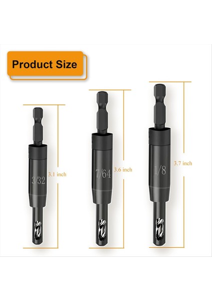 Kendi Merkezleme Matkap Ucu Seti 3/32IN 7/64IN 1/4in Hex Kanat Matkabı Için 1/8in Menteşe ve Ahşap Için Matkap Ucu Tornavida Biti (Yurt Dışından) modelleri