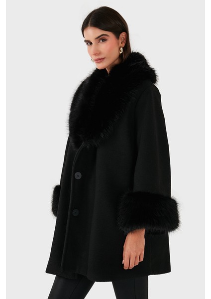 Via Dante Oversize Fit Şal Yaka Kürk Detaylı Astarlı Mont Bayan Mont 690852 fiyatları