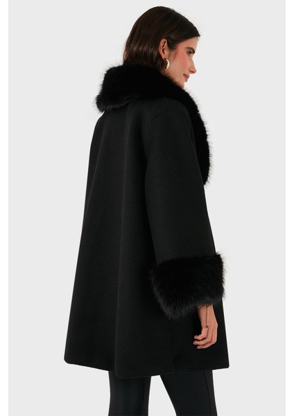 Via Dante Oversize Fit Şal Yaka Kürk Detaylı Astarlı Mont Bayan Mont 690852 modelleri