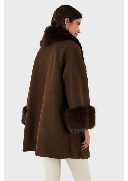 Via Dante Oversize Fit Şal Yaka Kürk Detaylı Astarlı Mont Bayan Mont 690852 modelleri