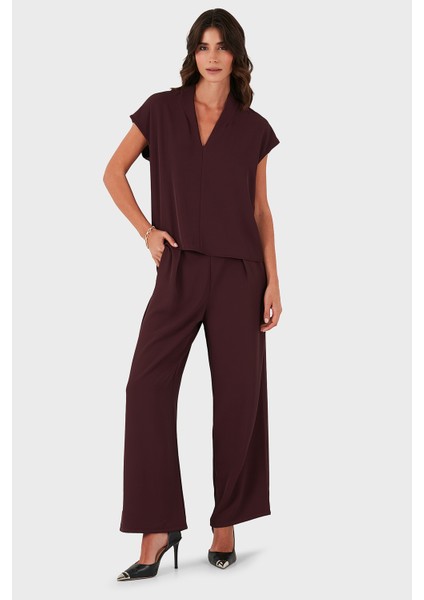 Via Dante Relaxed Fit V Yaka Kısa Kollu Bluz Bayan Bluz 268755088