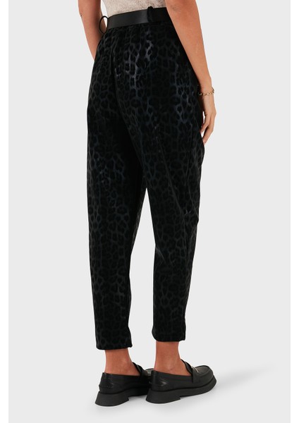 Via Dante Leopar Desenli Kemer Detaylı Relaxed Fit Yüksek Bel Pantolon Bayan Pantolon 6888600 modelleri