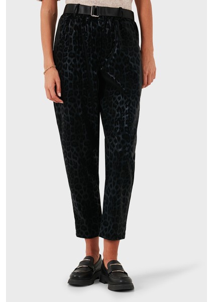 Via Dante Leopar Desenli Kemer Detaylı Relaxed Fit Yüksek Bel Pantolon Bayan Pantolon 6888600 fırsatları