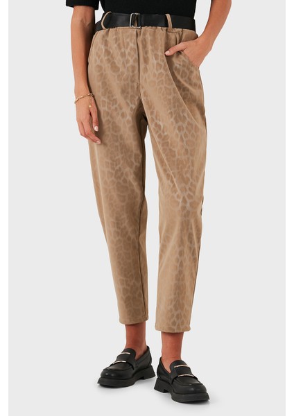 Via Dante Leopar Desenli Kemer Detaylı Relaxed Fit Yüksek Bel Pantolon Bayan Pantolon 6888600 fiyatları