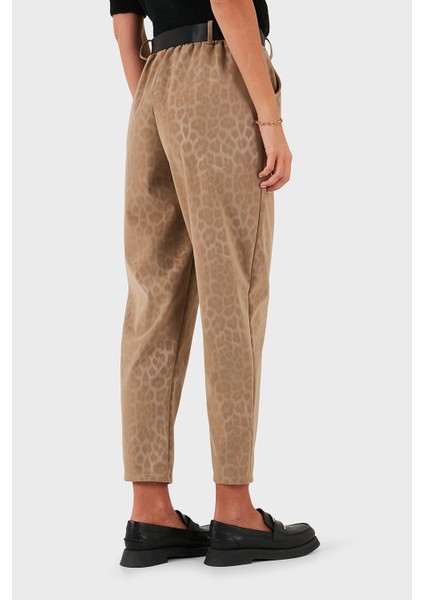 Via Dante Leopar Desenli Kemer Detaylı Relaxed Fit Yüksek Bel Pantolon Bayan Pantolon 6888600 modelleri