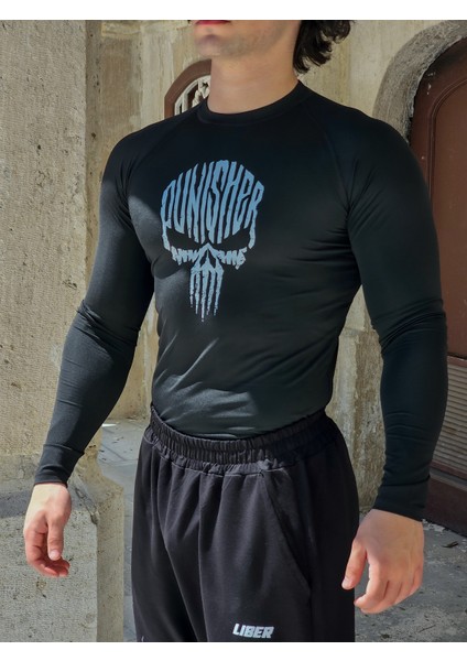 Punisher - Uzun Kollu Compression T-Shirt (Siyah)
