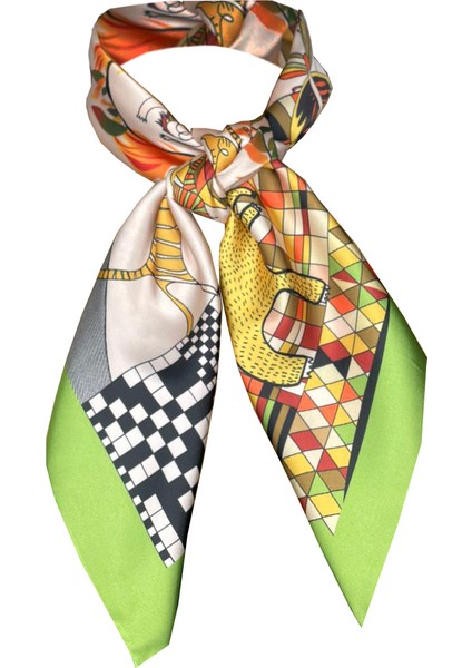 Nil Scarf Green Figür 70*70 cm Fular Eşarp modelleri