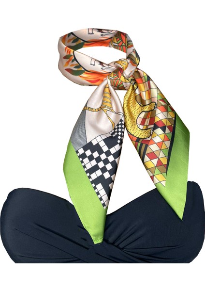 Nil Scarf Green Figür 70*70 cm Fular Eşarp fırsatları