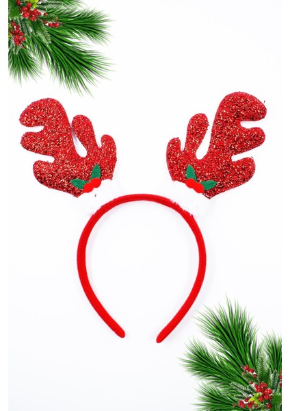 Simli Kırmızı Renk Kız Çocuk Yılbaşı Tacı fırsatları