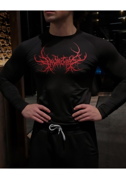Schwarzwald - Uzun Kollu Compression T-Shirt (Siyah)