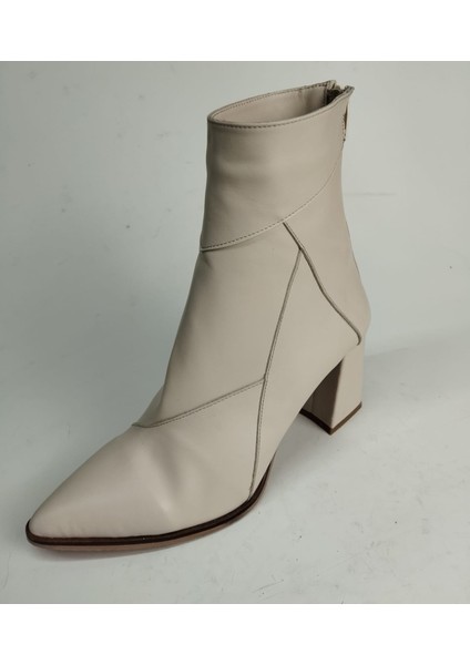 Kadın Hakiki Deri Bej Deri Topuklu Bot fiyatları