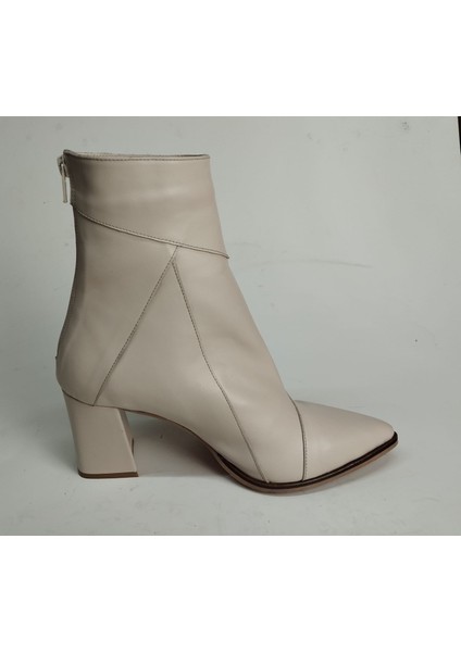 Kadın Hakiki Deri Bej Deri Topuklu Bot modelleri