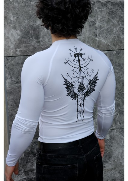 Valhalla - Uzun Kollu Compression T-Shirt (Beyaz)
