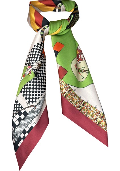 Nil Scarf Bordo/figür 70*70 cm Fular Eşarp fiyatları