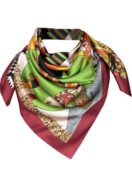 Nil Scarf Bordo/figür 70*70 cm Fular Eşarp fırsatları