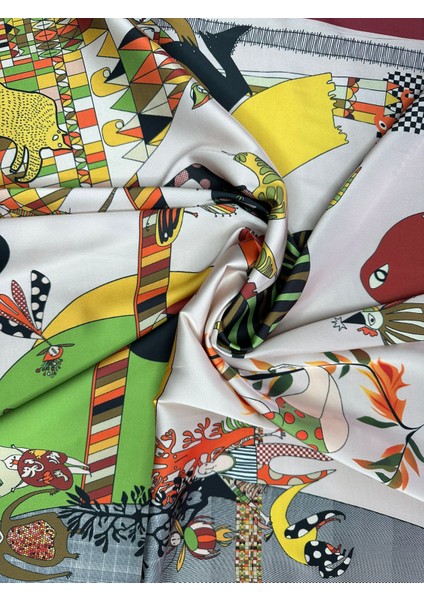 Nil Scarf Bordo/figür 70*70 cm Fular Eşarp indirimleri