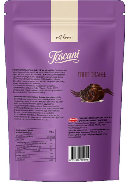 Sütlü Çikolata Kaplı Üzüm Draje fiyatları