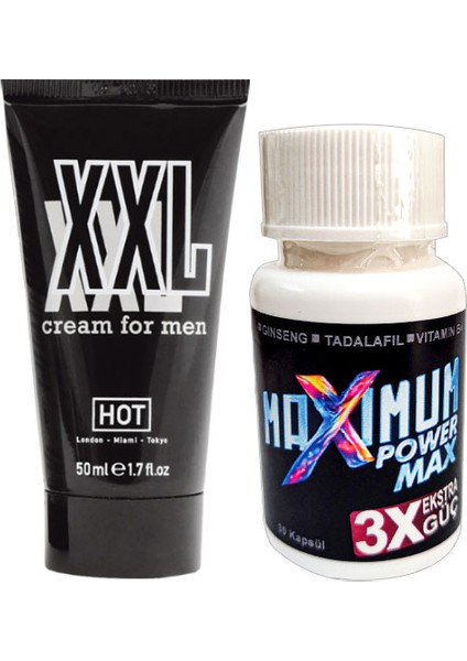 Erkeğe Özel Boy Çap 50 ml Krem + 1 Adet 3x White Box Maximum 30 Lu