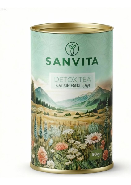 Detox Tea – Yeşil Çay, Mate ve Karahindiba Karışımı | Meyve Aromalı Bitki Çayı 50 gr