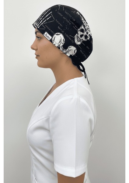 Unisex Iskelet Desenli Doktor Hemşire Radyoloji Ortopedi Cerrahi Saç Bonesi fiyatları