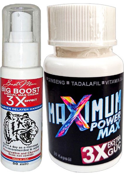 Maxsize 50 ml Erkeğe Krem + Maximum Power Max White 30LU