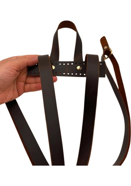 Gerçek Deri Sırt Çanta Sapı Crazy Oil Kahve Light Gold Metalli fiyatları