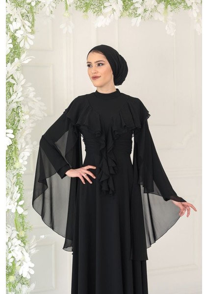 Tesettür Volanlı Abiye modelleri