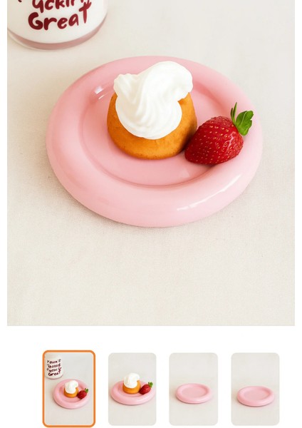 Seramik Küçük Boy Parlak Pembe Donut Tatlı Tabağı modelleri