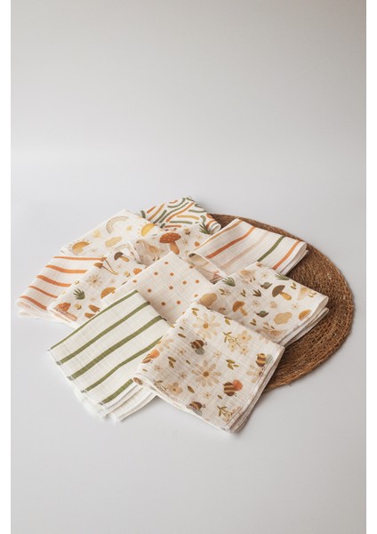10'lu Desenli Müslin Bebek Ağız Mendili %100 Pamuk 25X25 cm fırsatları