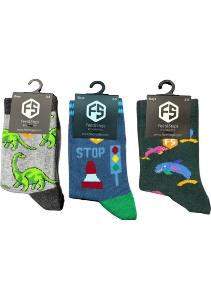Erkek Çocuk Renkli Desenli Günlük Pamuklu Dikişsiz Çorap modelleri