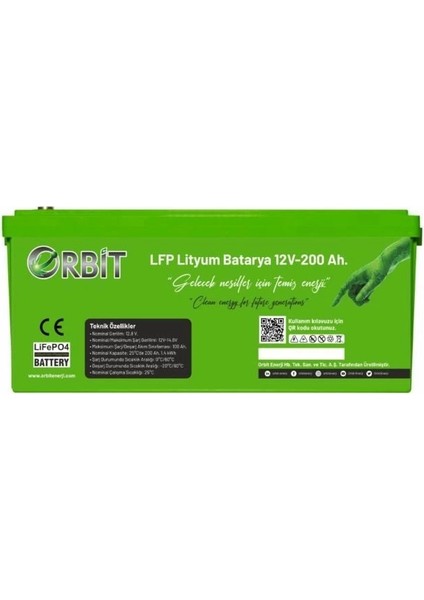 12 V 200 Ah Lifepo4 Akü-Marin Tip-Vp