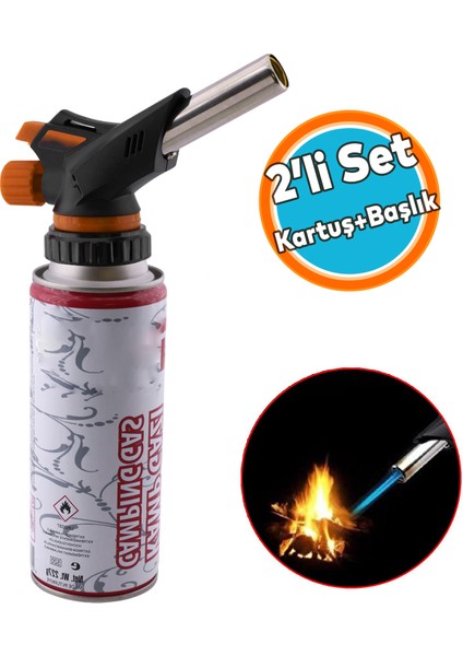 Kamp Gazı Yedek Kartuşu Çakmaklı Pürmüz 227 Gram Piknik Kamp Mangal Mutfak Ateş Tutuşturucu Seti