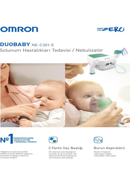 Ateş Ölçer Hediyeli Duobaby, Burun Aspiratörlü Alt ve Üst Solunum Yoluna Uygun Nebulizatör modelleri